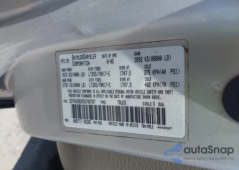 2003 Dodge Ram 2500 Slt/Laramie/St from USA, damaged, VIN 3D7KA28D03G709767